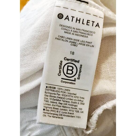 Athleta Cabo White Sz18 Linen Wide leg pants. Calla Lily. Relaxing Boho. Elastic - Picture 11 of 15